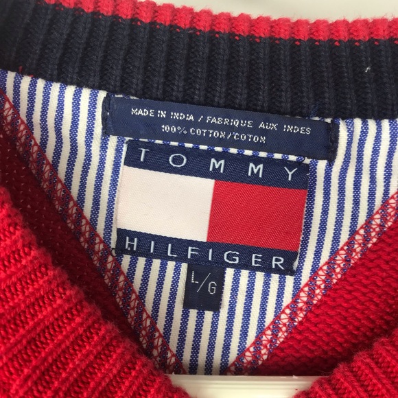 Tommy Hilfiger Logo Sweater Red Men’s Large - Picture 3 of 4
